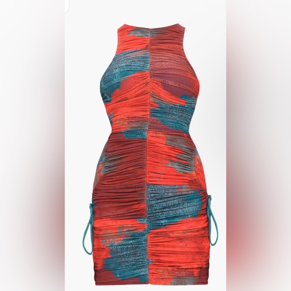 Andrea Iyamah Kasi Mesh Ruched Mini Dress – Size Medium